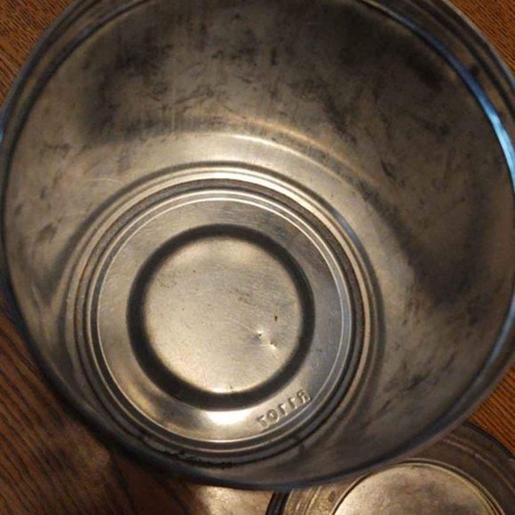 Vintage MCM Copper Coffee Tin Storage Container W/ Lid Graphic Print Pots - Picture 5 of 14